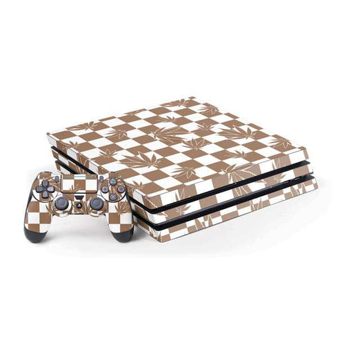 Marijuana Brown Checkered PlayStation PS4 Skins